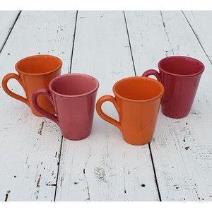 Bizzirri Made in Italy Coffe Tea Mugs Deep Pink / Orange Set of 4